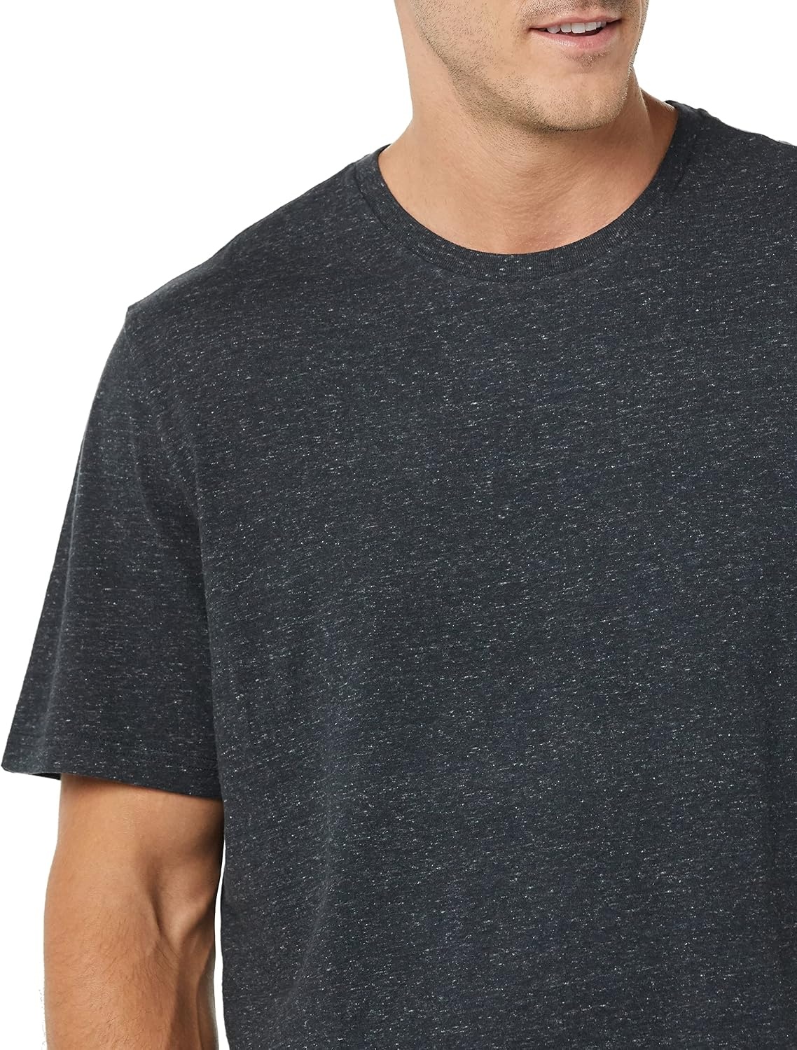 image:imageAmazon Essentials Mens SlimFit Crewneck Short Sleeve Cotton TShirtsBlackCharcoal Heather