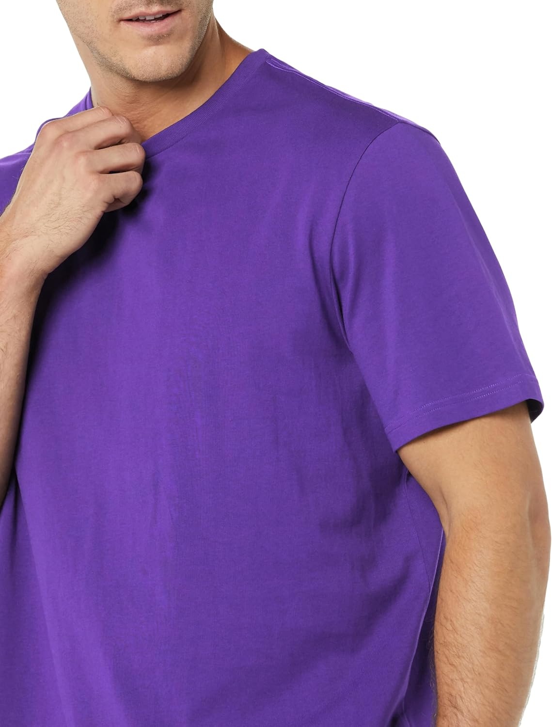 image:imageAmazon Essentials Mens SlimFit Crewneck Short Sleeve Cotton TShirtsBlackDark Purple
