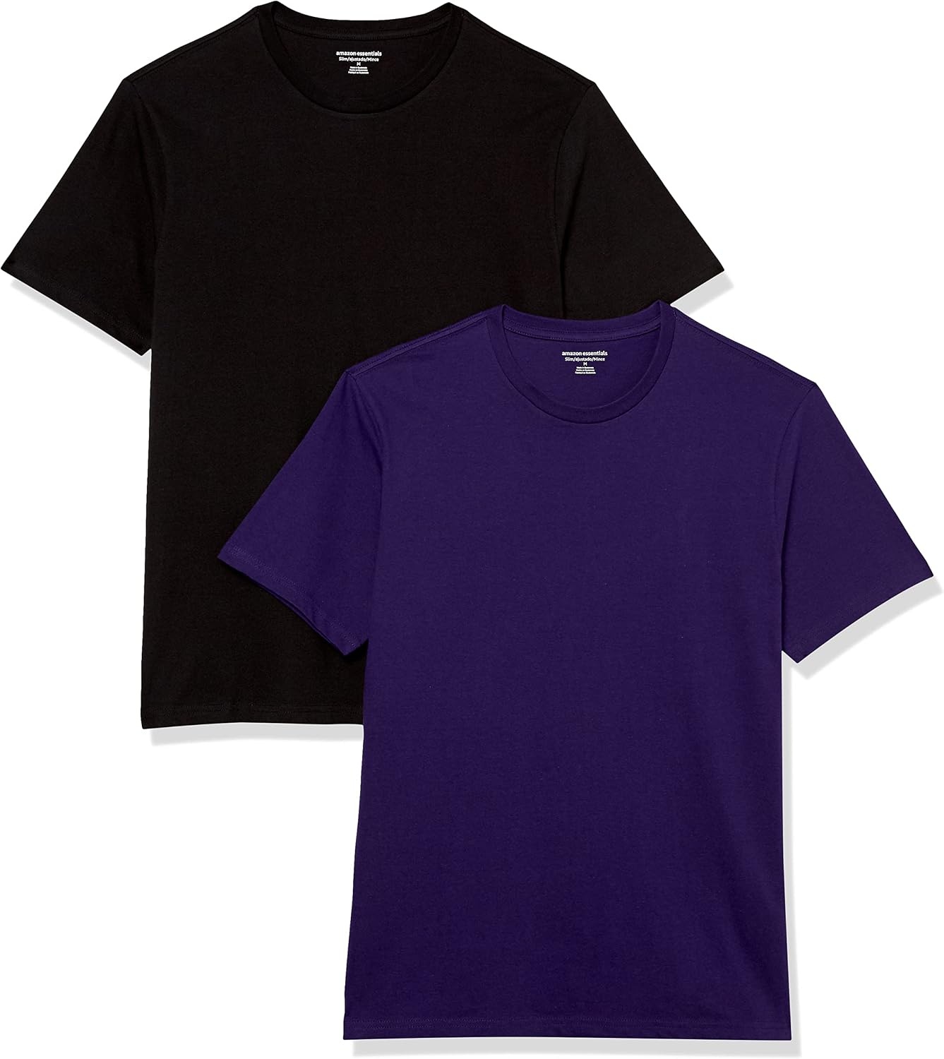 image:imageAmazon Essentials Mens SlimFit Crewneck Short Sleeve Cotton TShirtsBlackDark Purple
