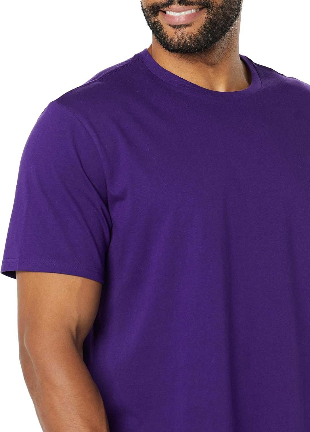 image:imageAmazon Essentials Mens SlimFit Crewneck Short Sleeve Cotton TShirtsBlackDark Purple