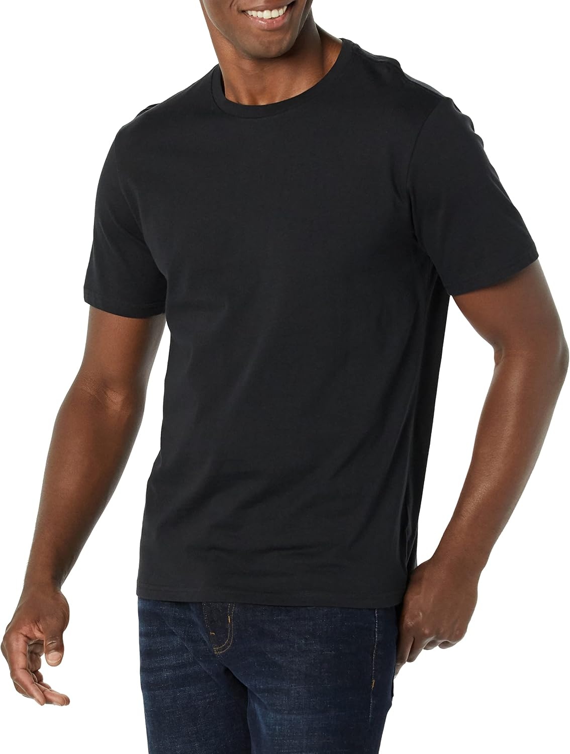image:imageAmazon Essentials Mens SlimFit Crewneck Short Sleeve Cotton TShirtsBlackNavy