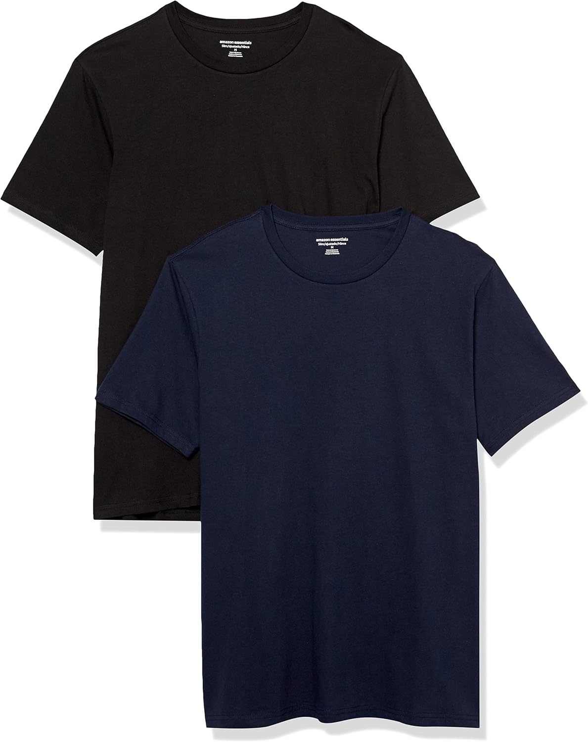 image:imageAmazon Essentials Mens SlimFit Crewneck Short Sleeve Cotton TShirtsBlackNavy