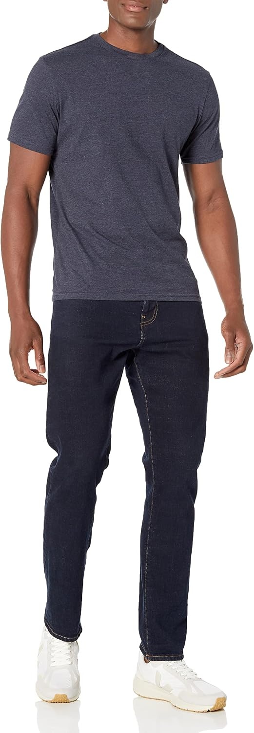image:imageAmazon Essentials Mens SlimFit Crewneck Short Sleeve Cotton TShirtsBlackNavy