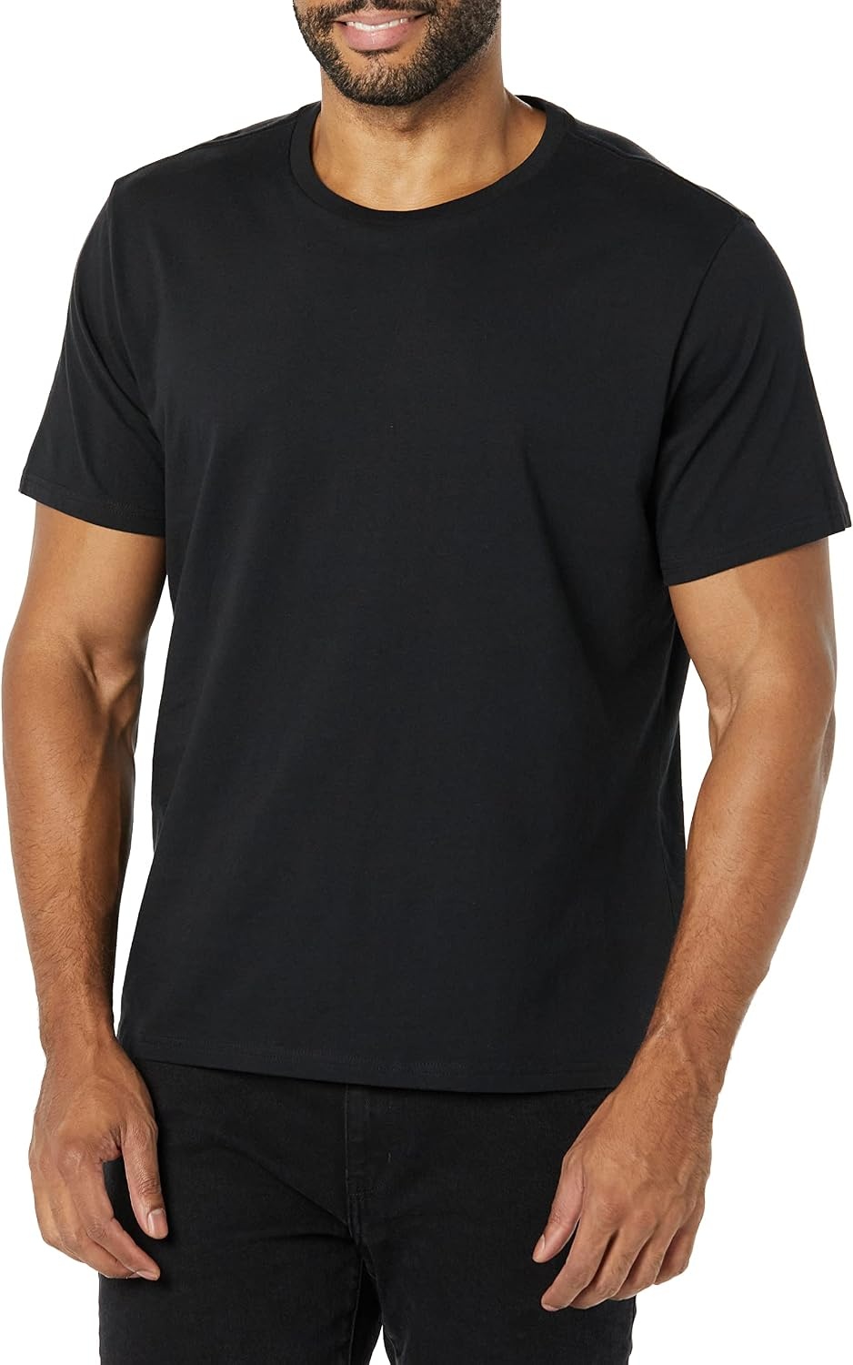 image:imageAmazon Essentials Mens SlimFit Crewneck Short Sleeve Cotton TShirtsBlackNavy