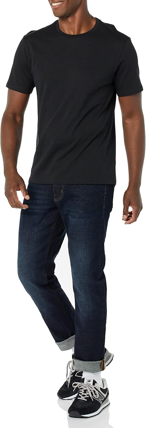 image:imageAmazon Essentials Mens SlimFit Crewneck Short Sleeve Cotton TShirtsBlackNavy