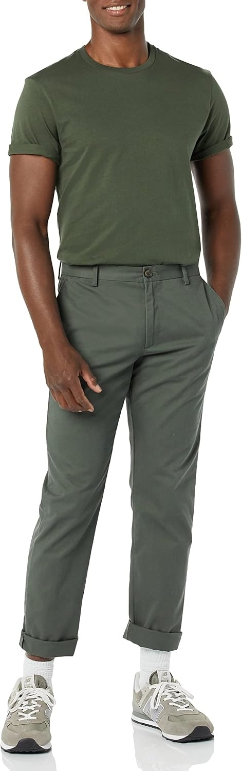 image:imageAmazon Essentials Mens SlimFit Crewneck Short Sleeve Cotton TShirtsBlackOlive