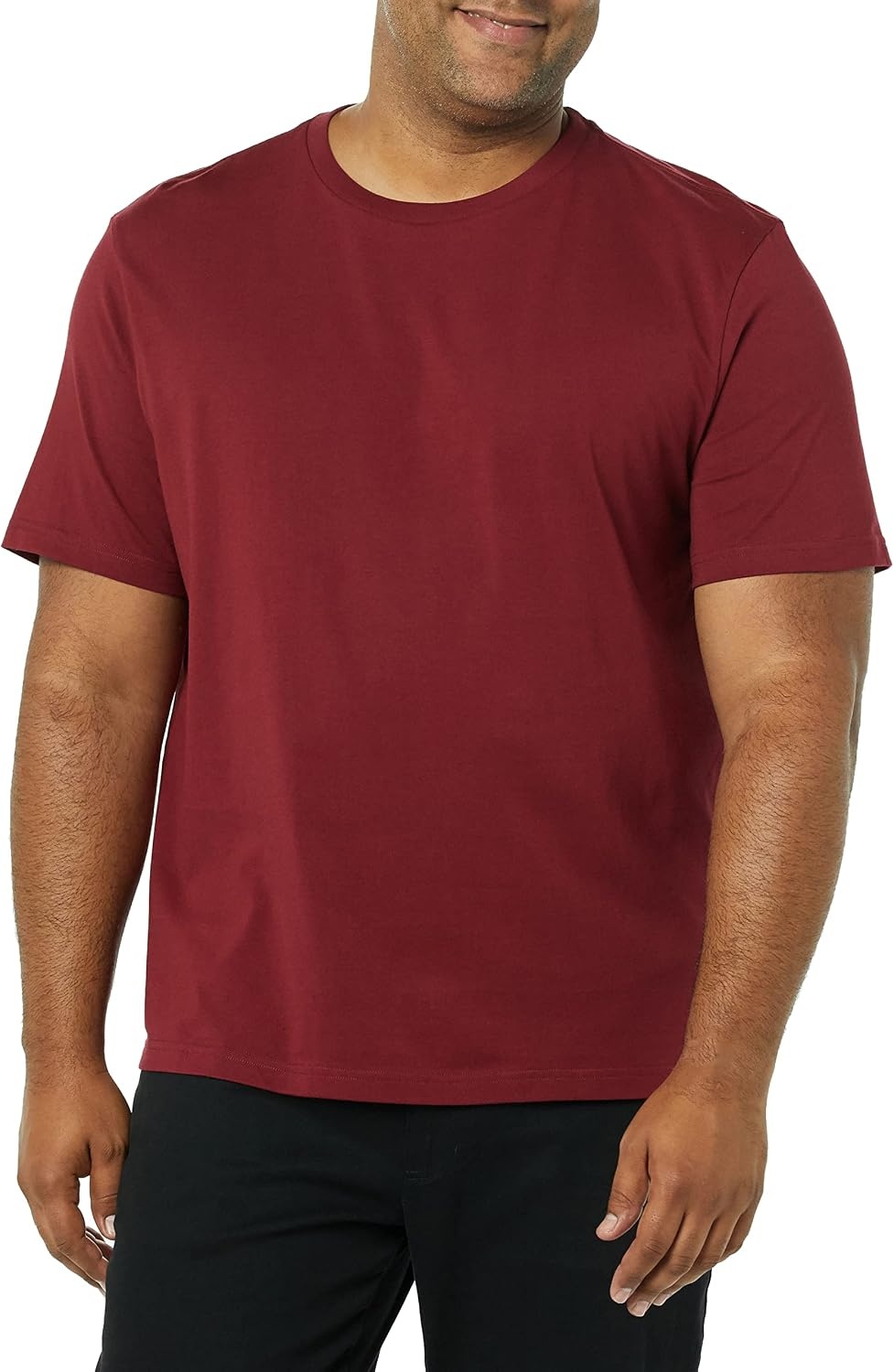 image:imageAmazon Essentials Mens SlimFit Crewneck Short Sleeve Cotton TShirtsCharcoal HeatherBurgundy