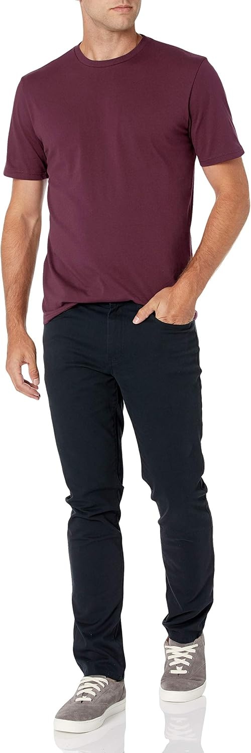 image:imageAmazon Essentials Mens SlimFit Crewneck Short Sleeve Cotton TShirtsCharcoal HeatherBurgundy