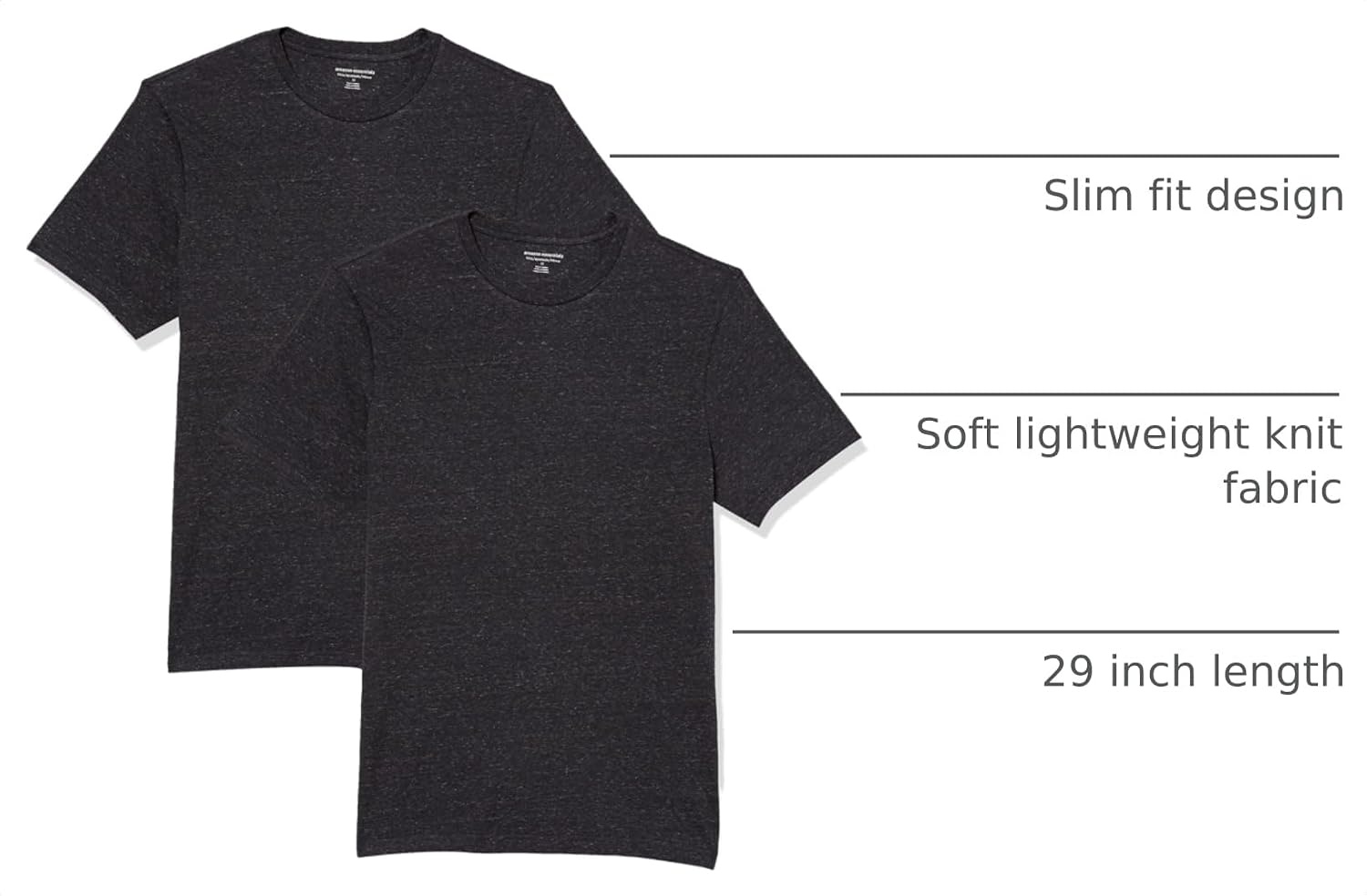 image:imageAmazon Essentials Mens SlimFit Crewneck Short Sleeve Cotton TShirtsCharcoal HeatherCharcoal Heather