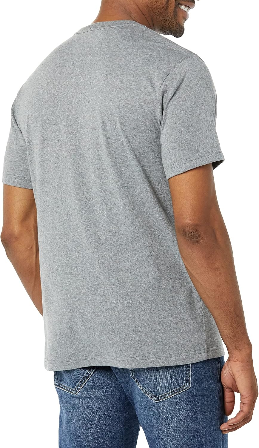 image:imageAmazon Essentials Mens SlimFit Crewneck Short Sleeve Cotton TShirtsHeather GreyWhite
