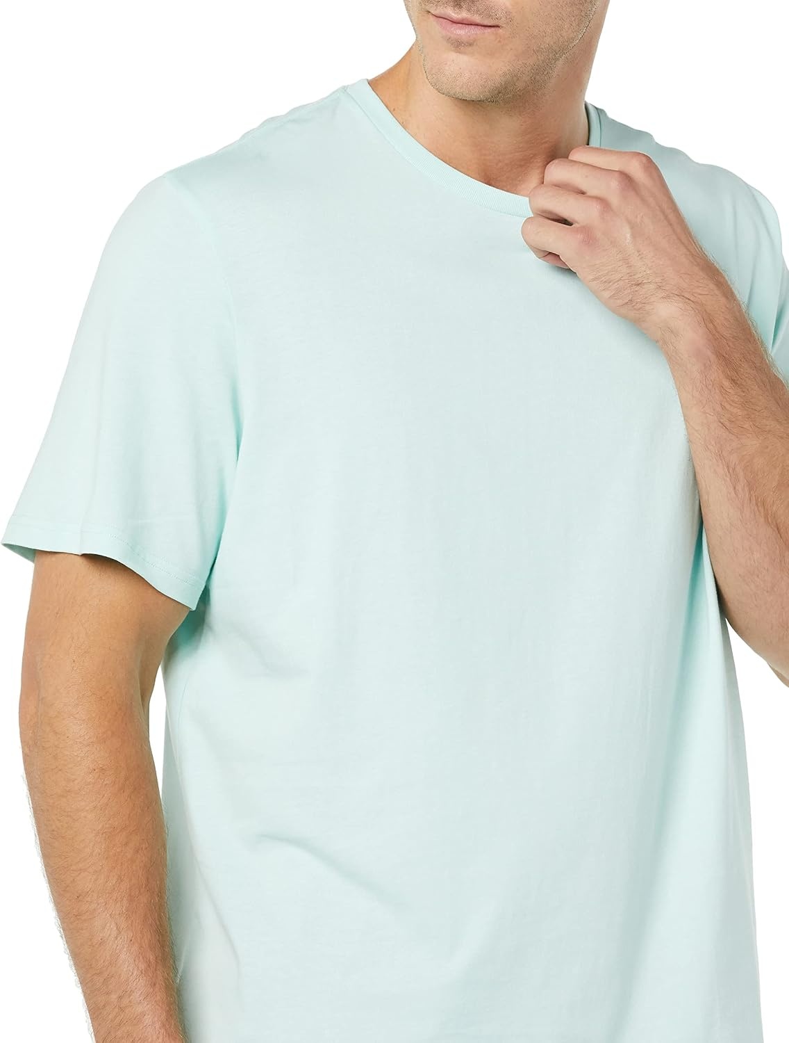 image:imageAmazon Essentials Mens SlimFit Crewneck Short Sleeve Cotton TShirtsLight BlueLight Aqua