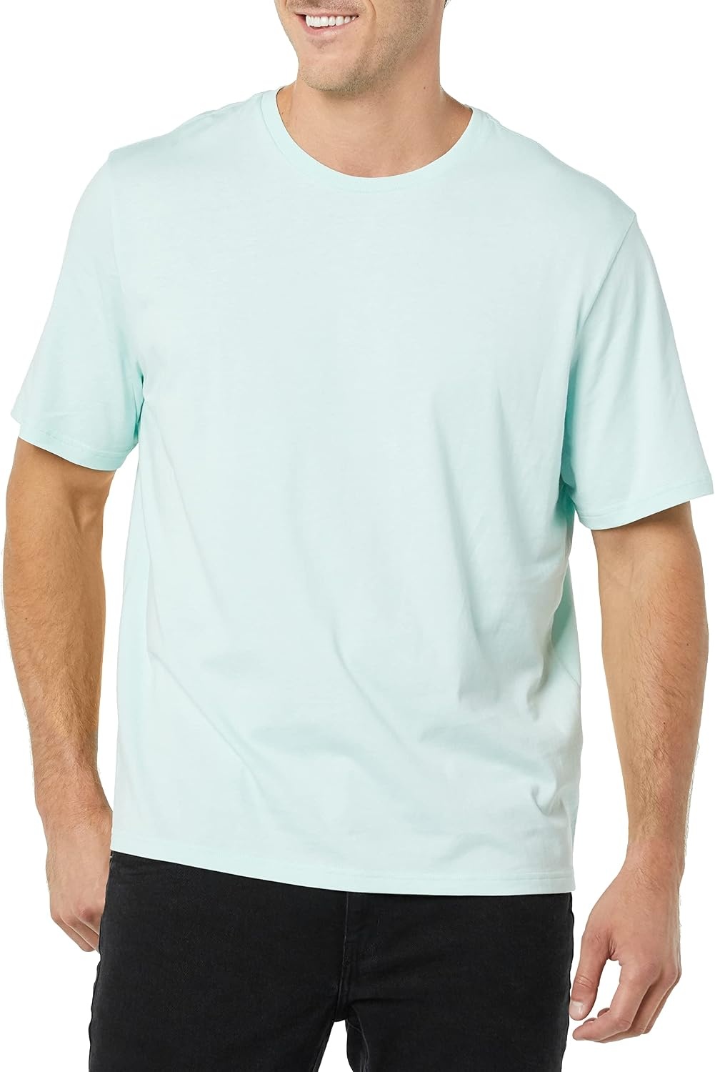 image:imageAmazon Essentials Mens SlimFit Crewneck Short Sleeve Cotton TShirtsLight BlueLight Aqua