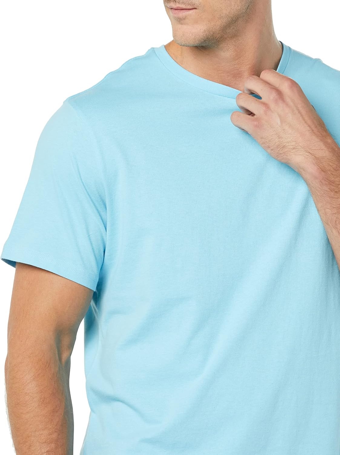 image:imageAmazon Essentials Mens SlimFit Crewneck Short Sleeve Cotton TShirtsLight BlueLight Blue
