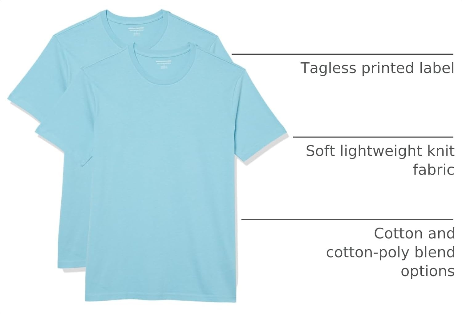 image:imageAmazon Essentials Mens SlimFit Crewneck Short Sleeve Cotton TShirtsLight BlueLight Blue