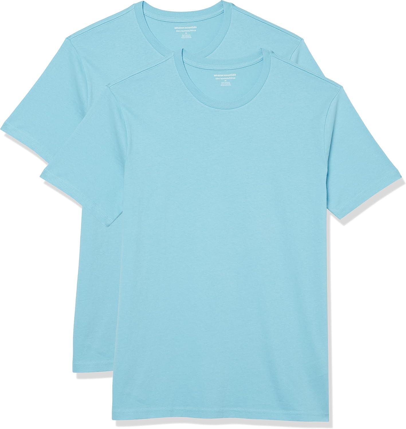 image:imageAmazon Essentials Mens SlimFit Crewneck Short Sleeve Cotton TShirtsLight BlueLight Blue