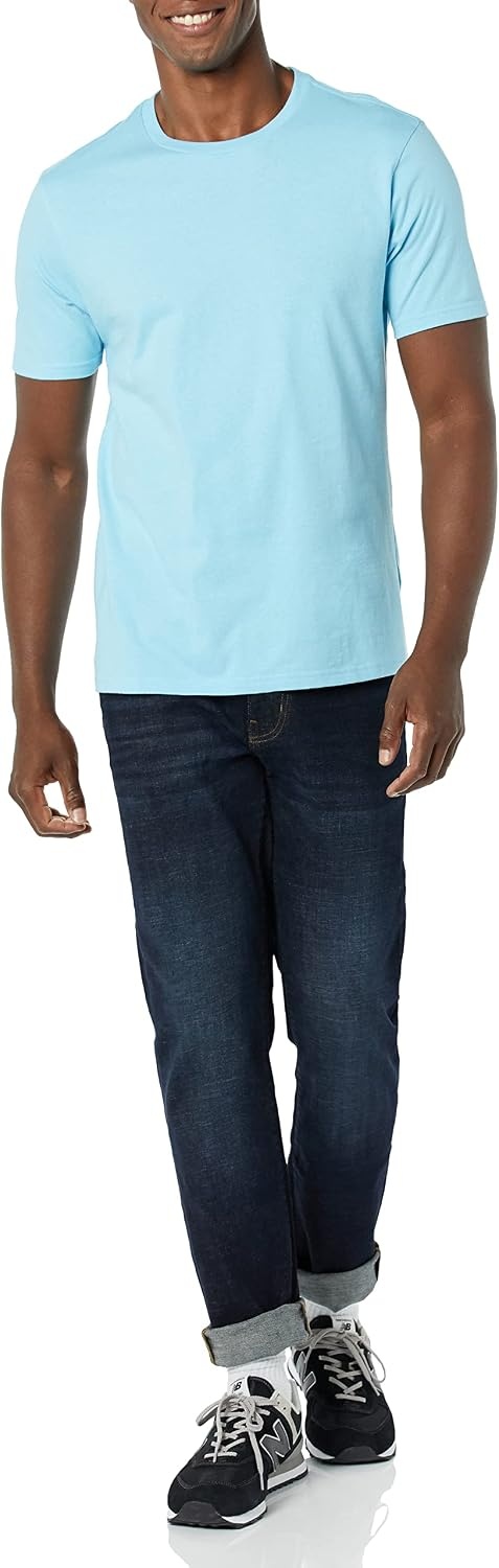 image:imageAmazon Essentials Mens SlimFit Crewneck Short Sleeve Cotton TShirtsLight BlueLight Blue