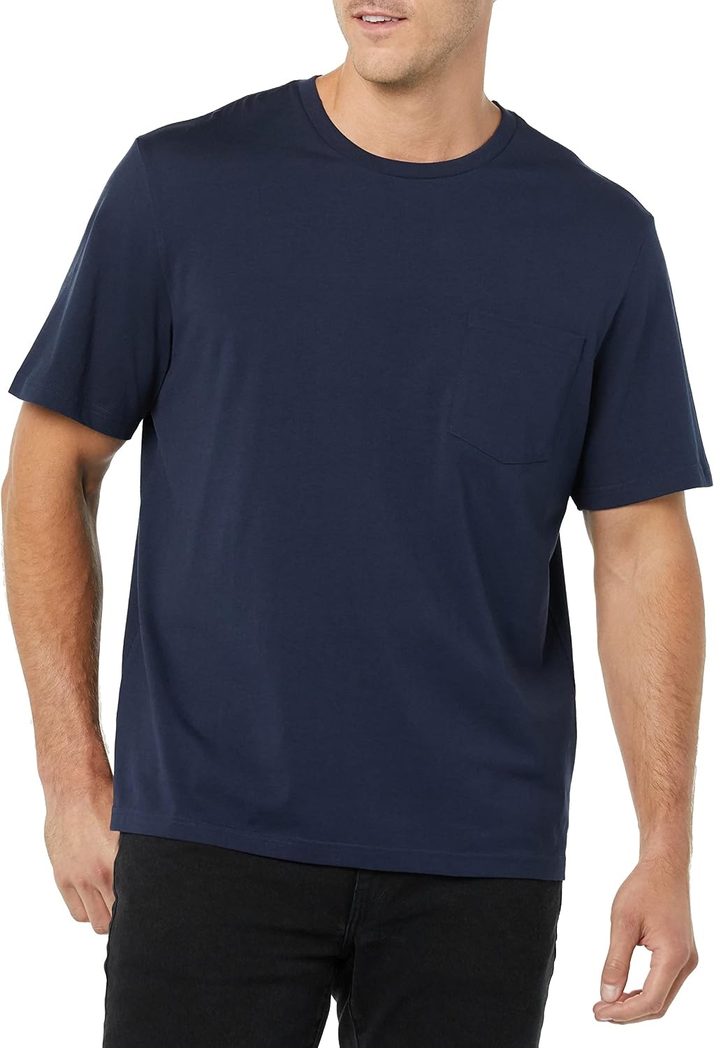 image:imageAmazon Essentials Mens SlimFit Crewneck Short Sleeve Cotton TShirtsNavyCharcoal Heather