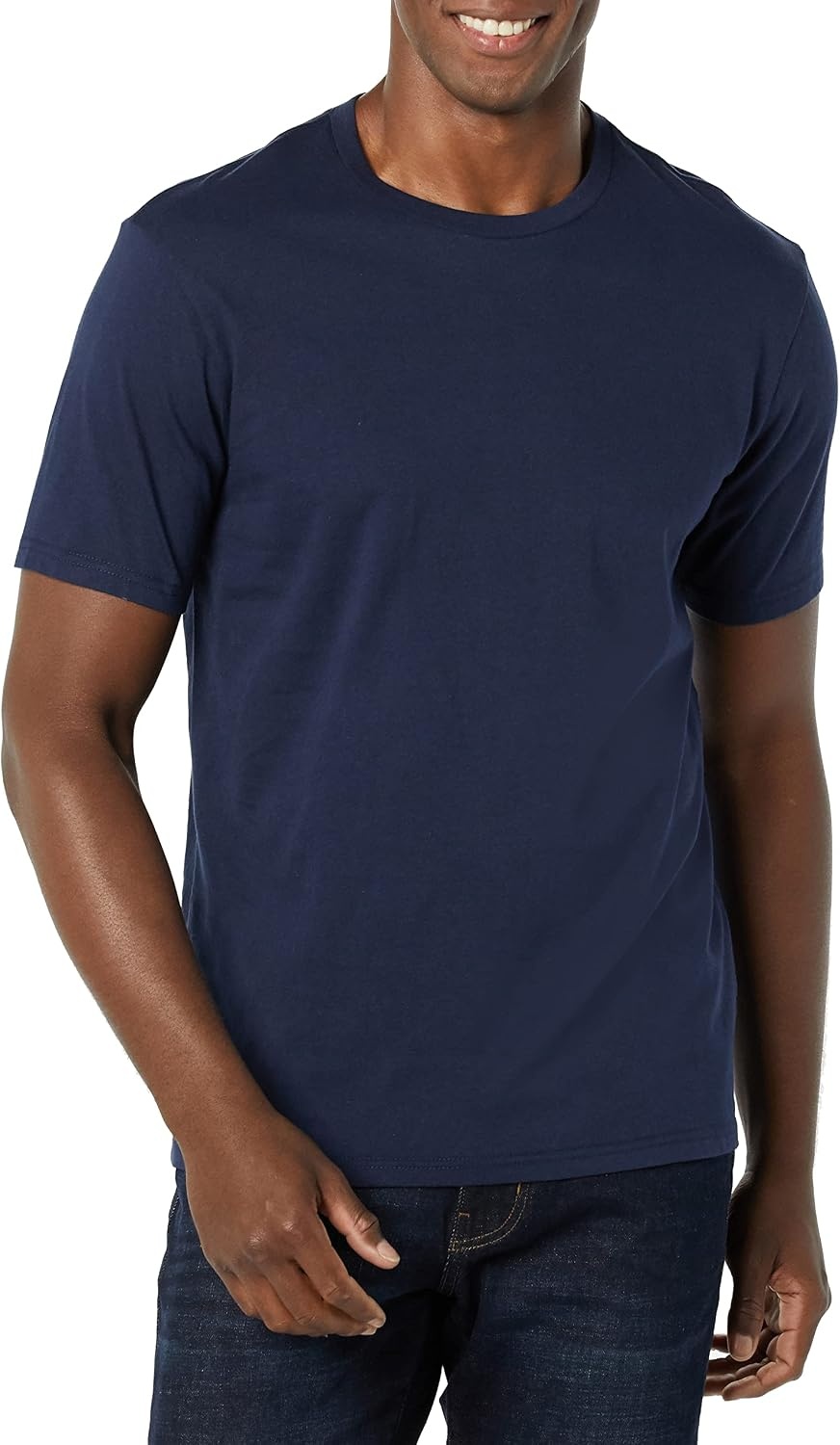 image:imageAmazon Essentials Mens SlimFit Crewneck Short Sleeve Cotton TShirtsNavyDark Blue