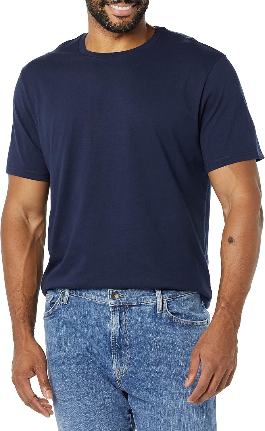 image:imageAmazon Essentials Mens SlimFit Crewneck Short Sleeve Cotton TShirtsNavyDark Blue