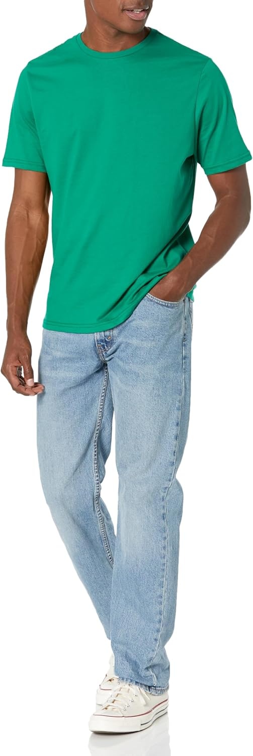 image:imageAmazon Essentials Mens SlimFit Crewneck Short Sleeve Cotton TShirtsNavyGreen