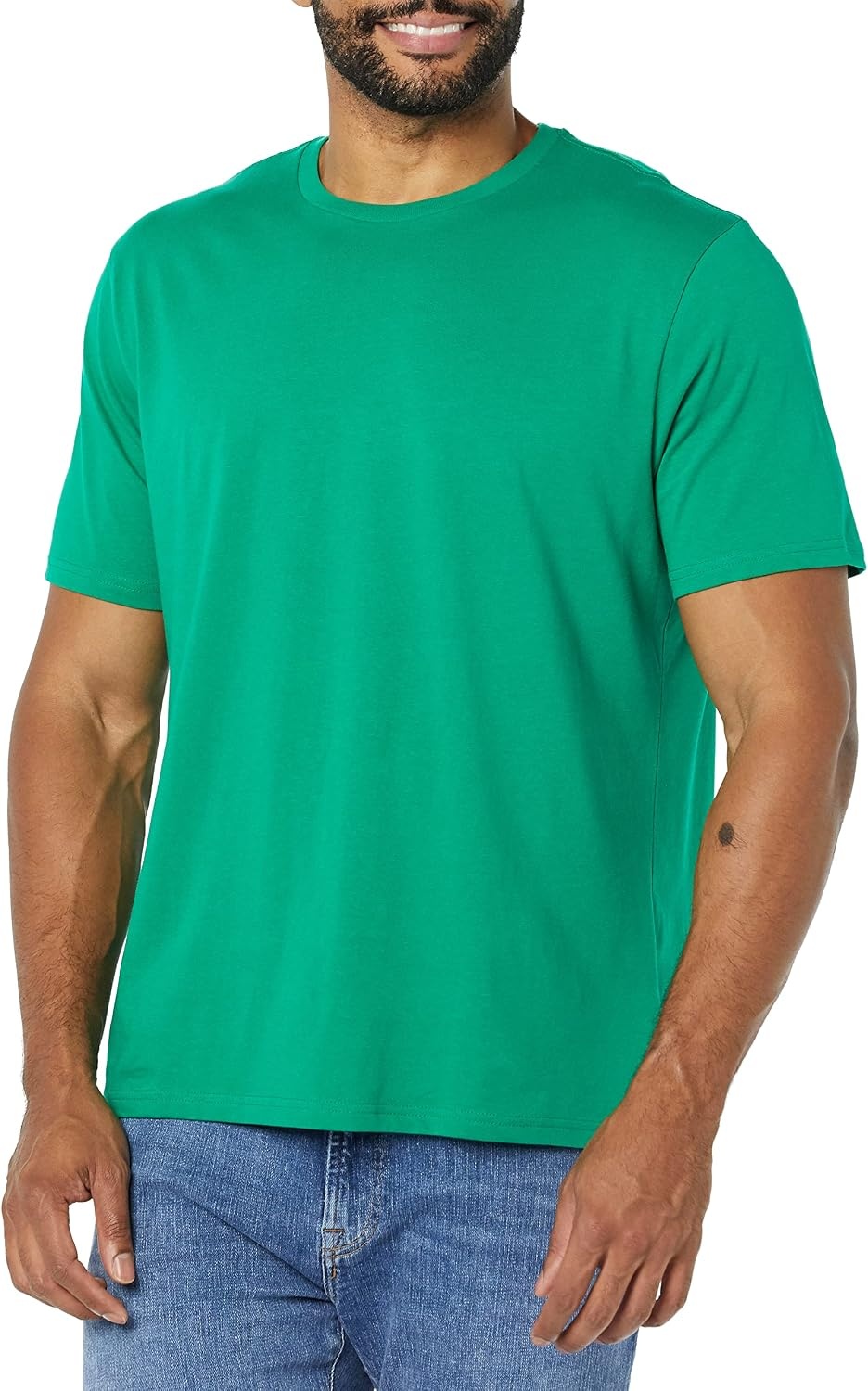 image:imageAmazon Essentials Mens SlimFit Crewneck Short Sleeve Cotton TShirtsNavyGreen