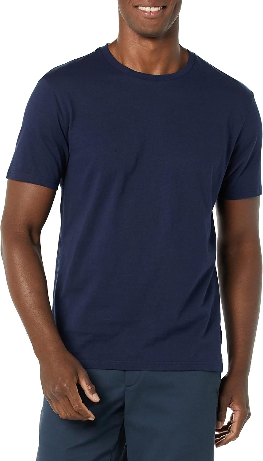 image:imageAmazon Essentials Mens SlimFit Crewneck Short Sleeve Cotton TShirtsNavyNavy