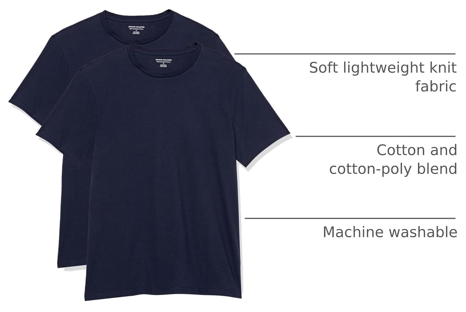 image:imageAmazon Essentials Mens SlimFit Crewneck Short Sleeve Cotton TShirtsNavyNavy