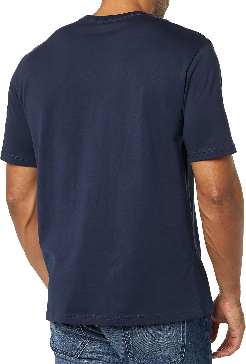 image:imageAmazon Essentials Mens SlimFit Crewneck Short Sleeve Cotton TShirtsNavyOlive Stripe