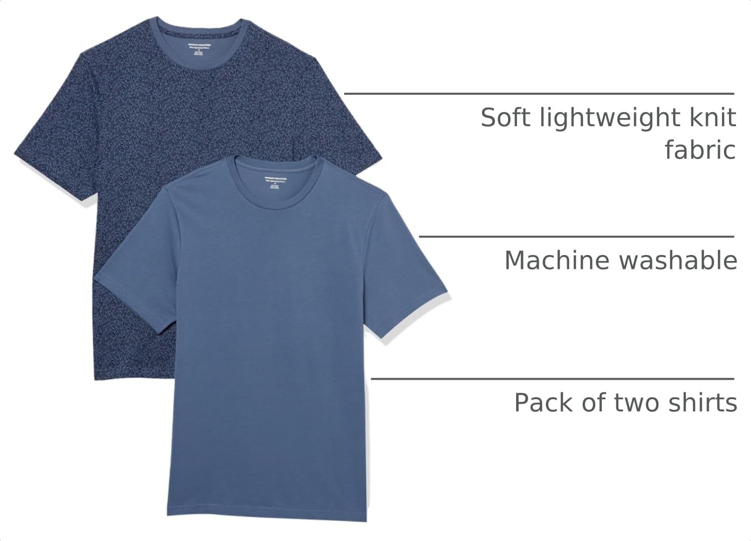 image:imageAmazon Essentials Mens SlimFit Crewneck Short Sleeve Cotton TShirtsWashed Blue Tonal Floral Print
