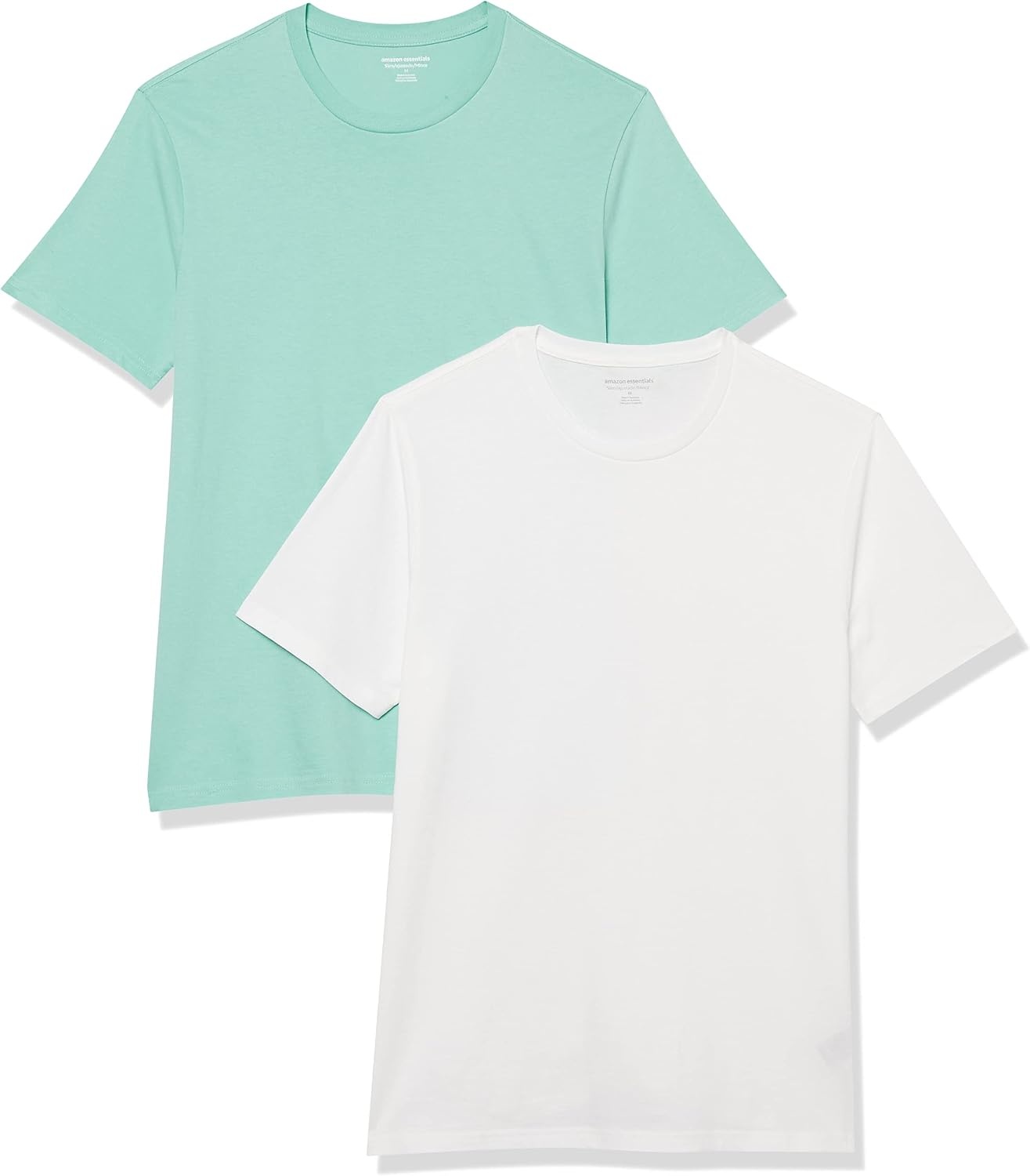 image:imageAmazon Essentials Mens SlimFit Crewneck Short Sleeve Cotton TShirtsWhiteAqua