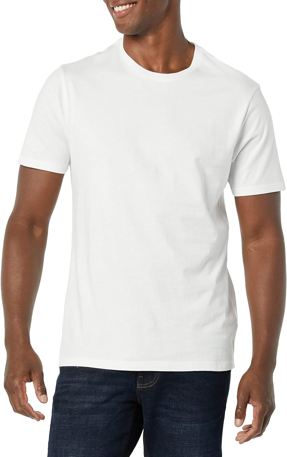 image:imageAmazon Essentials Mens SlimFit Crewneck Short Sleeve Cotton TShirtsWhiteWhite
