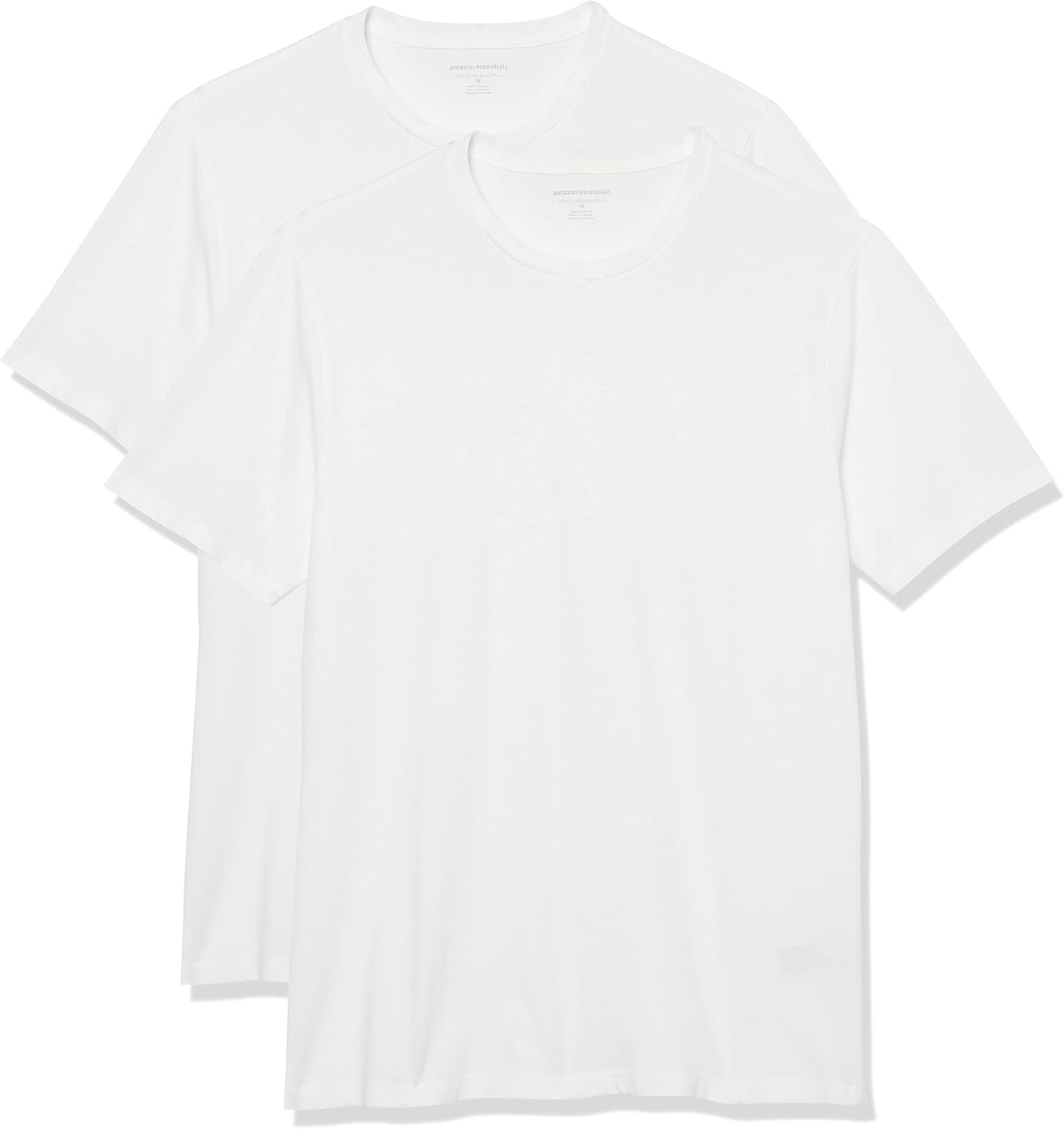 image:imageAmazon Essentials Mens SlimFit Crewneck Short Sleeve Cotton TShirtsWhiteWhite