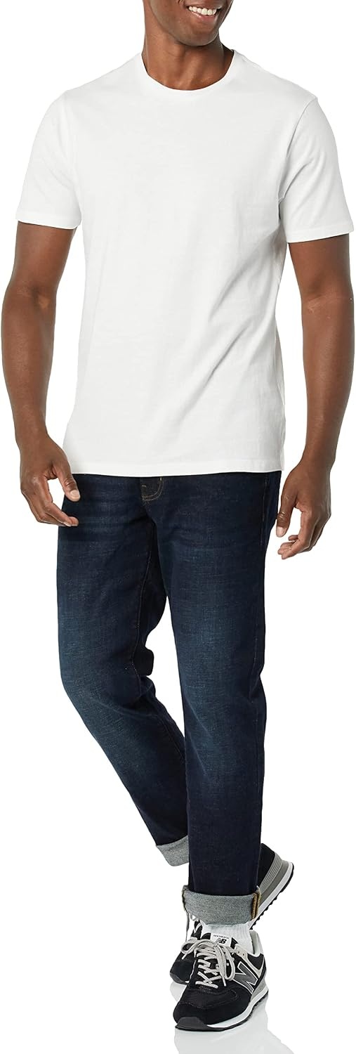 image:imageAmazon Essentials Mens SlimFit Crewneck Short Sleeve Cotton TShirtsWhiteWhite