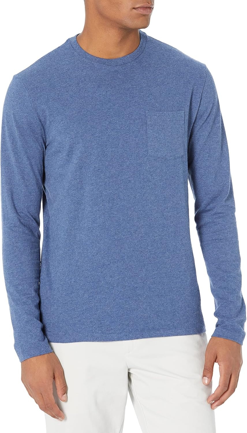image:imageAmazon Essentials Mens SlimFit Long Sleeve TShirtBlue Heather