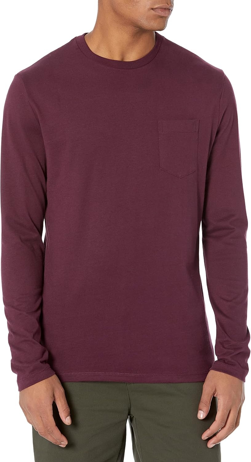 image:imageAmazon Essentials Mens SlimFit Long Sleeve TShirtBurgundy
