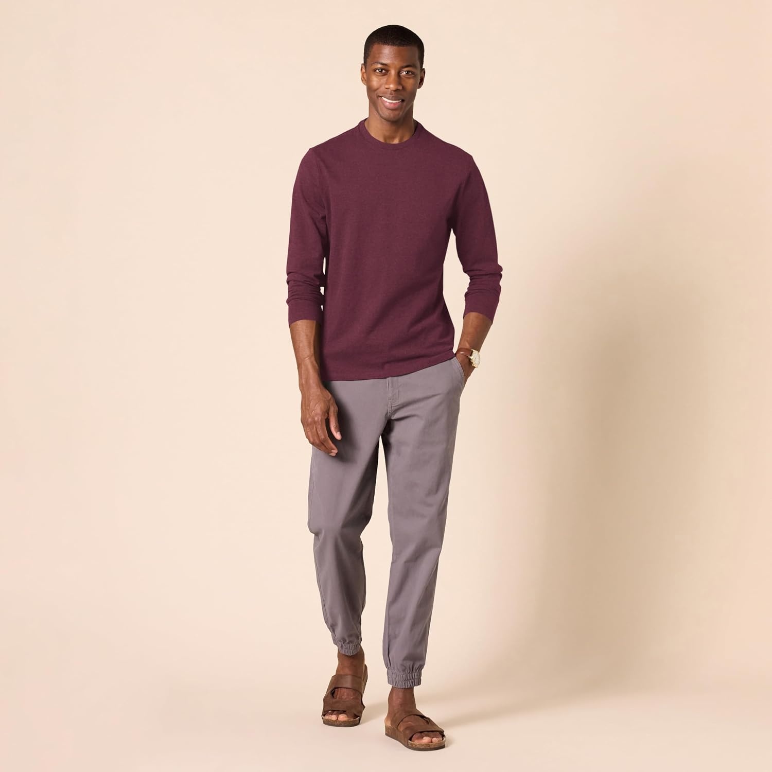 image:imageAmazon Essentials Mens SlimFit Long Sleeve TShirtBurgundy