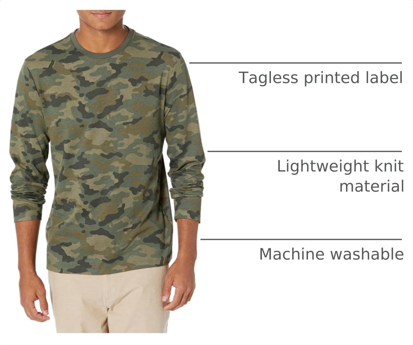image:imageAmazon Essentials Mens SlimFit Long Sleeve TShirtGreen Camo