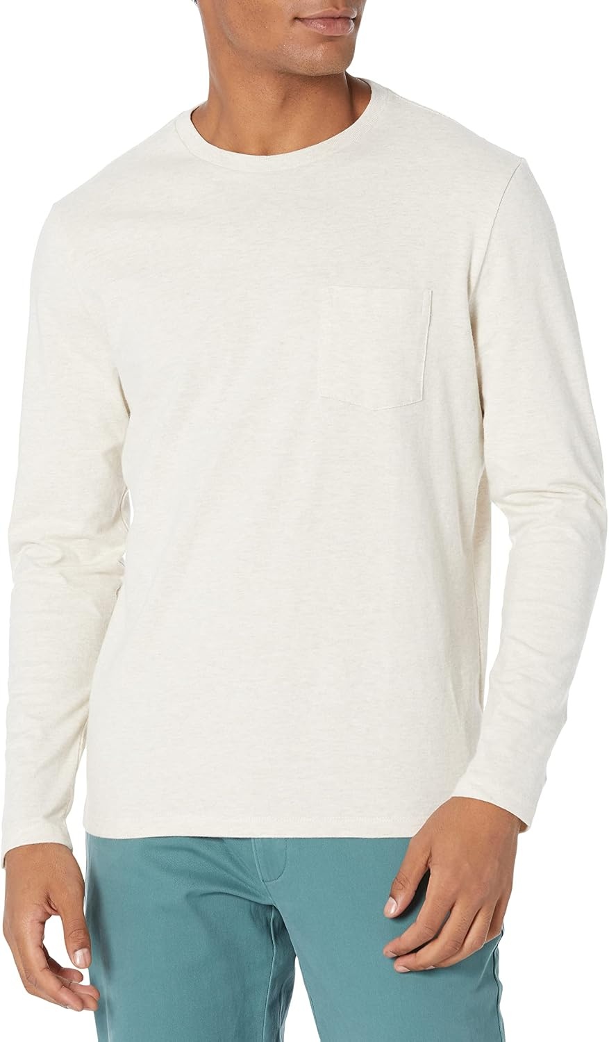 image:imageAmazon Essentials Mens SlimFit Long Sleeve TShirtOatmeal Heather