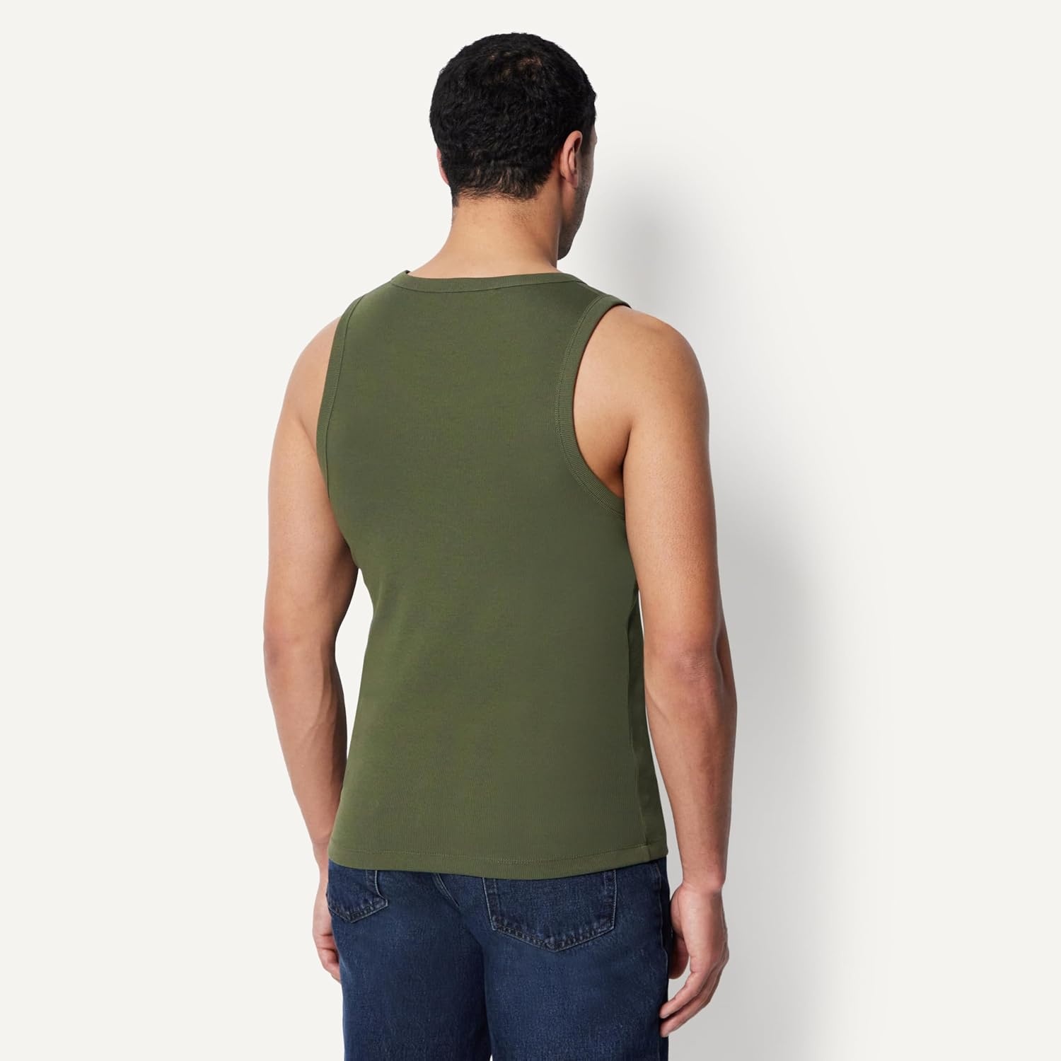 image:imageAmazon Essentials Mens SlimFit Ribbed Tank Top Pack of 2Dark OliveDeep Brown