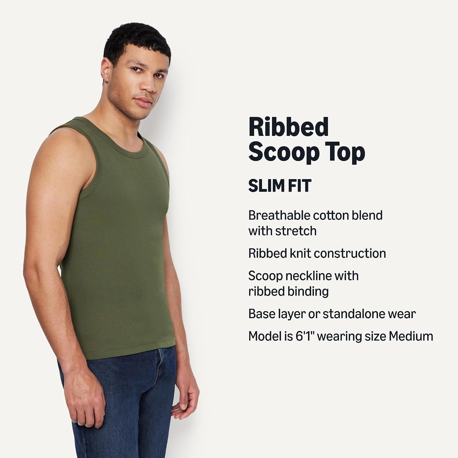 image:imageAmazon Essentials Mens SlimFit Ribbed Tank Top Pack of 2Dark OliveDeep Brown