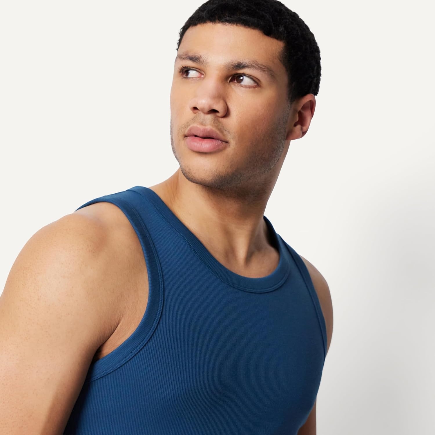 image:imageAmazon Essentials Mens SlimFit Ribbed Tank Top Pack of 2Navy BlazerDark Blue