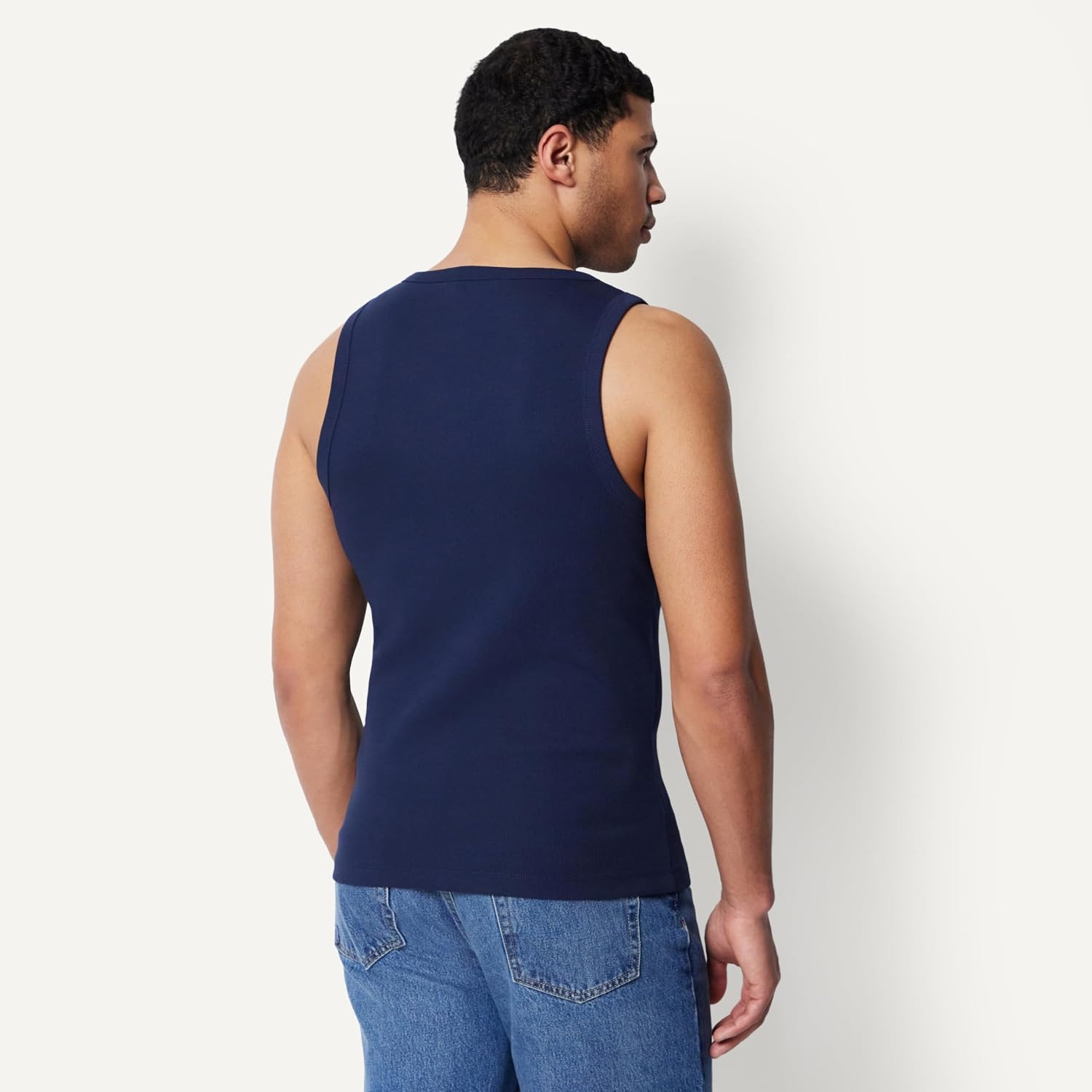 image:imageAmazon Essentials Mens SlimFit Ribbed Tank Top Pack of 2Navy BlazerDark Blue