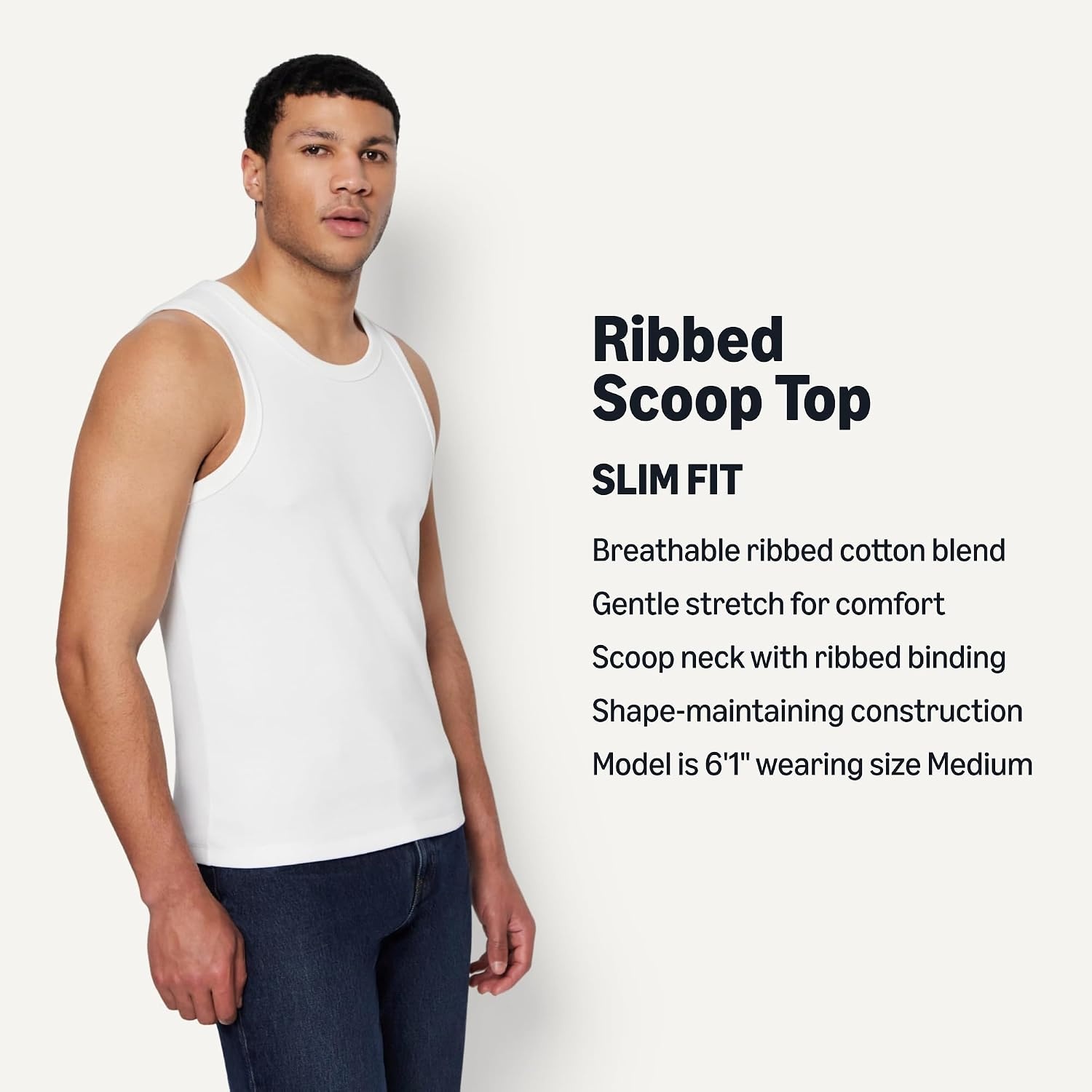 image:imageAmazon Essentials Mens SlimFit Ribbed Tank Top Pack of 2White