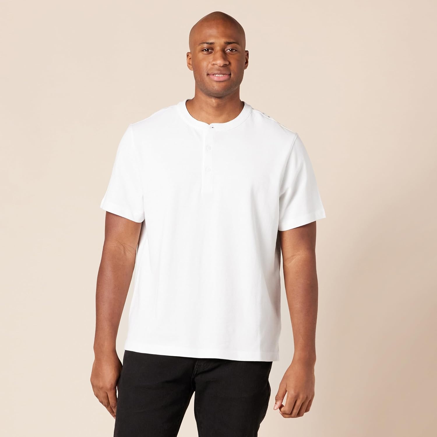 image:imageAmazon Essentials Mens SlimFit ShortSleeve Pique Henley Shirt Pack of 2White