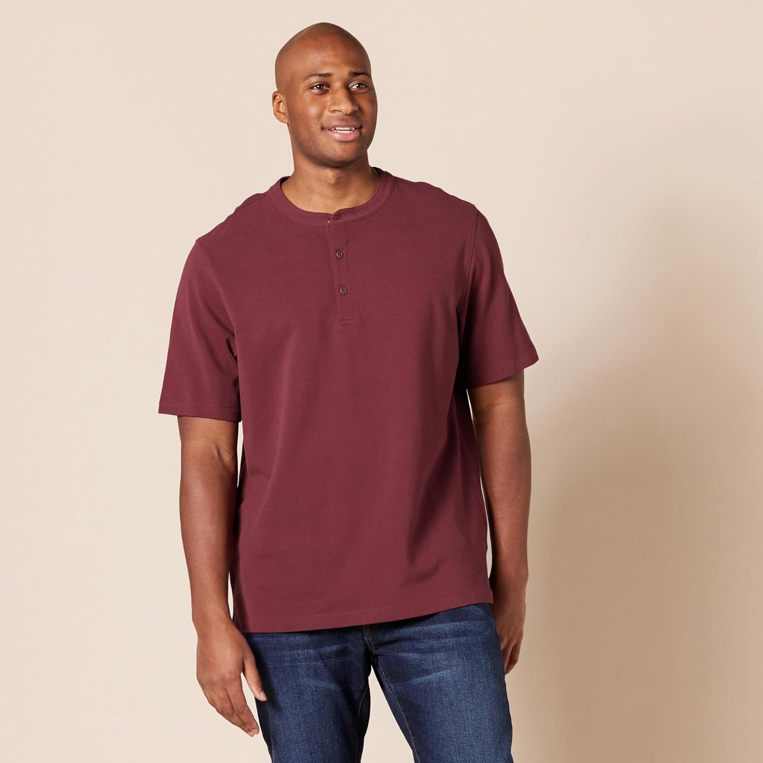 image:imageAmazon Essentials Short Sleeve Henley Shirt for Men RegularFit Pique Available in Big amp Tall Pack of 2BurgundyGrey