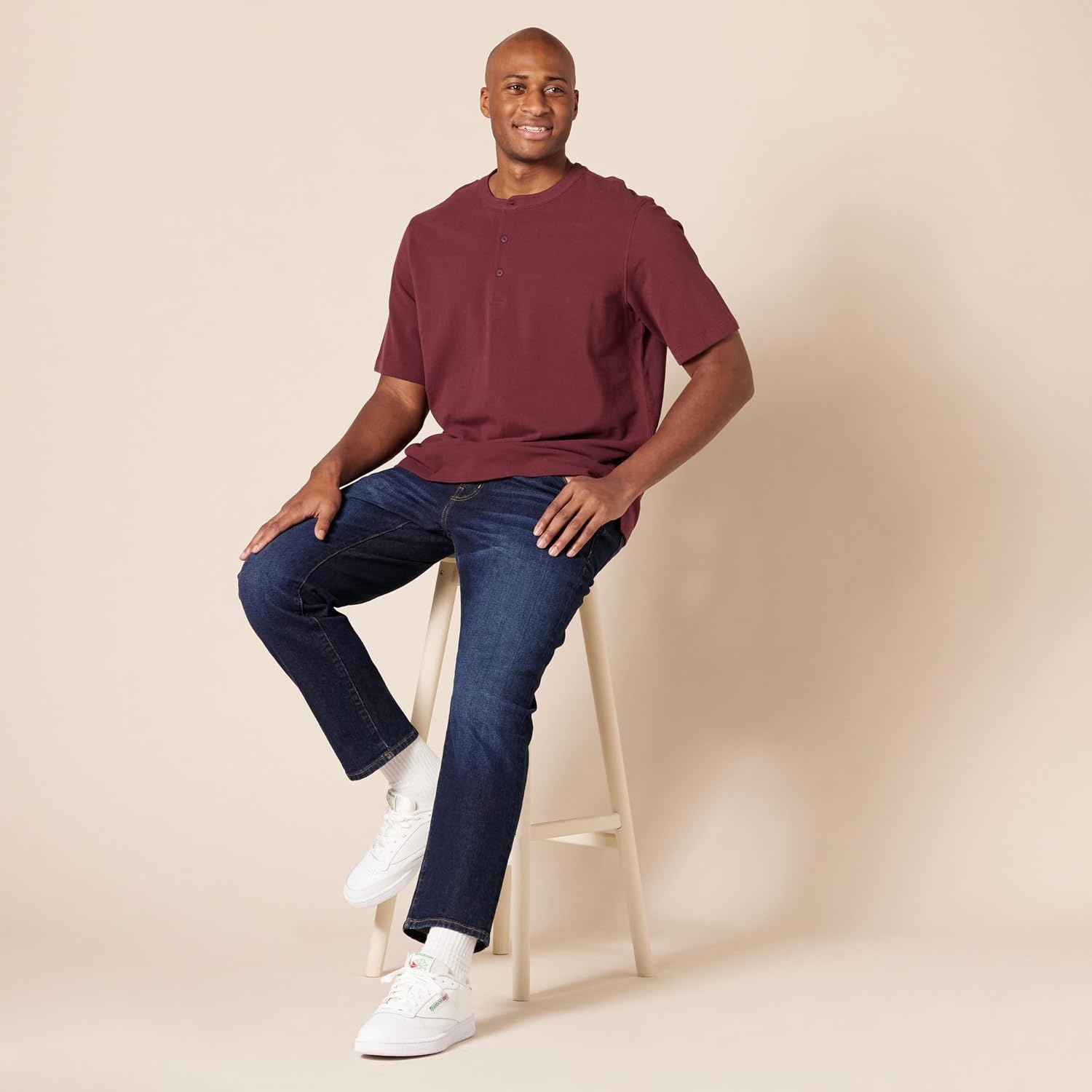 image:imageAmazon Essentials Short Sleeve Henley Shirt for Men RegularFit Pique Available in Big amp Tall Pack of 2BurgundyGrey