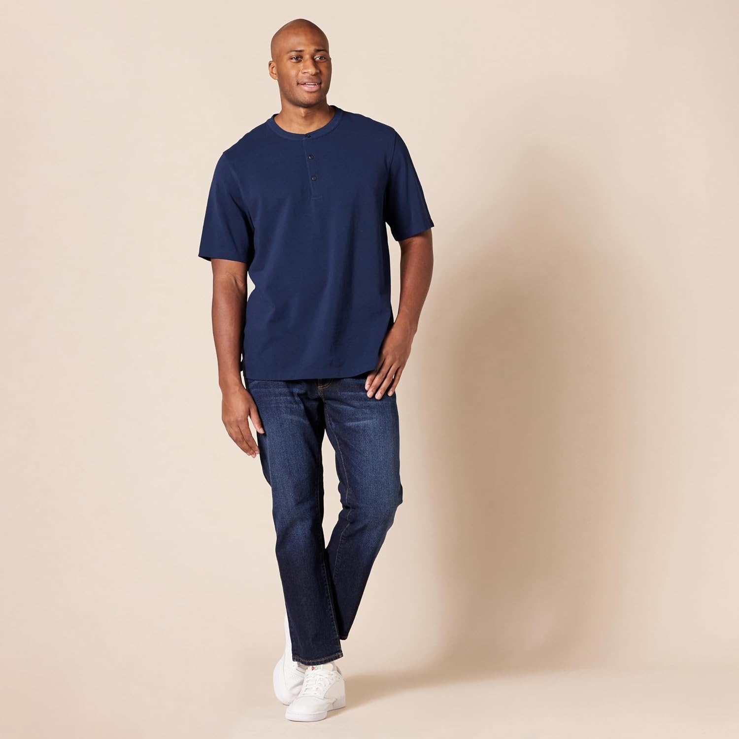 image:imageAmazon Essentials Short Sleeve Henley Shirt for Men RegularFit Pique Available in Big amp Tall Pack of 2NavyWhite