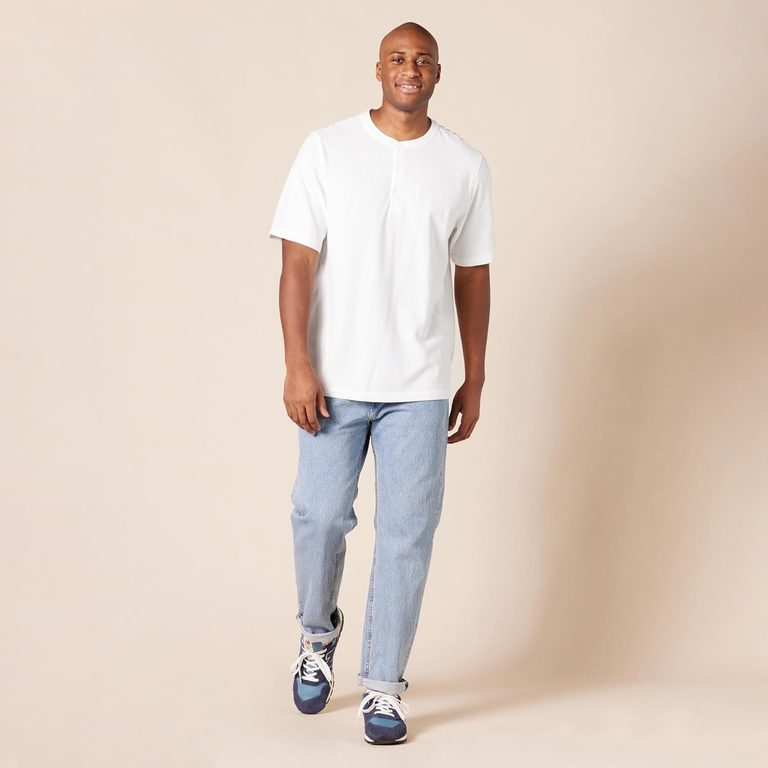 image:imageAmazon Essentials Short Sleeve Henley Shirt for Men RegularFit Pique Available in Big amp Tall Pack of 2White