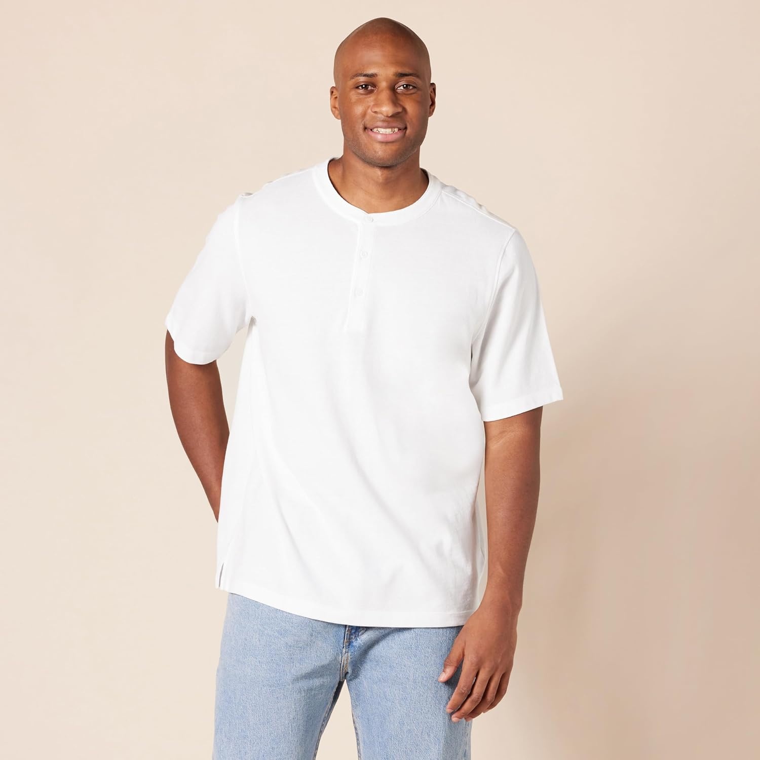 image:imageAmazon Essentials Short Sleeve Henley Shirt for Men RegularFit Pique Available in Big amp Tall Pack of 2White