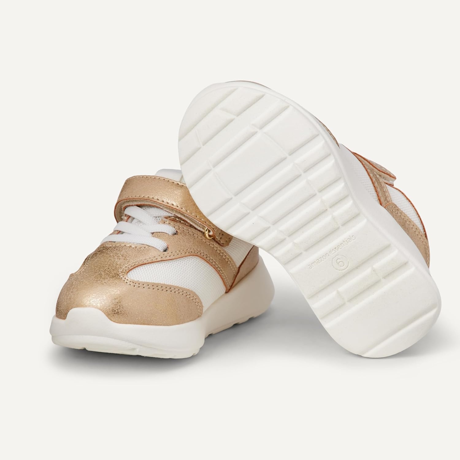 image:imageAmazon Essentials Unisex Kids and Toddlers Hook and Loop Athletic Sneakers for Boys and GirlsMetallic Gold